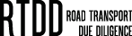 The image displays the bold acronym RTDD followed by the words Road Transport Due Diligence in a clean, modern font on a white background. Description generated by AI